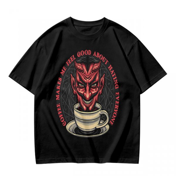 Coffee Makes Me Feel Good About Hating Everyone Devil T-Shirt