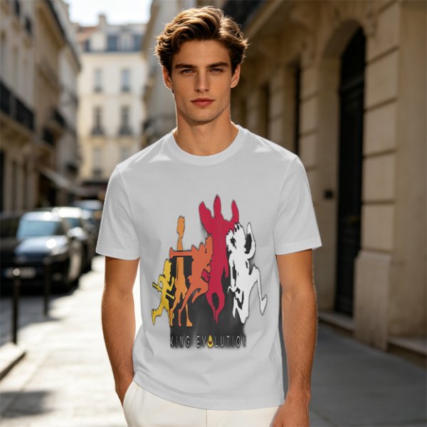 Olive Graphic T-Shirt with King Evolution Character Silhouettes