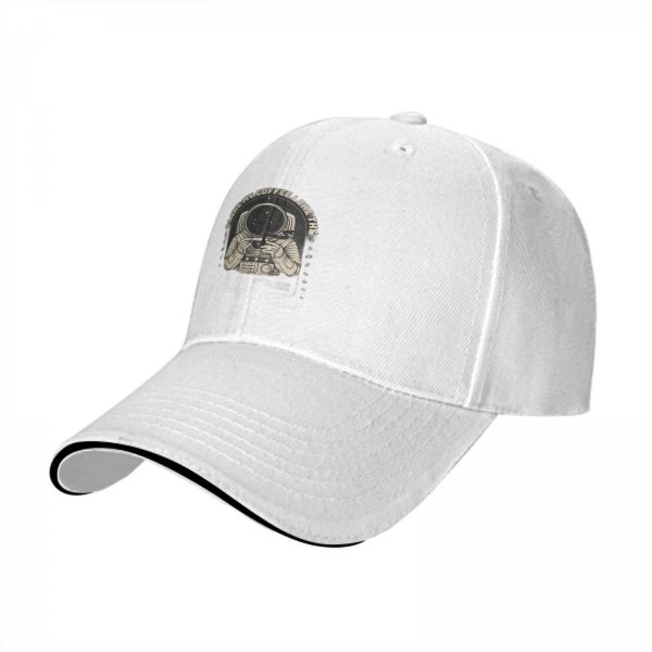 Black Baseball Cap With Astronaut Coffee Lover Print