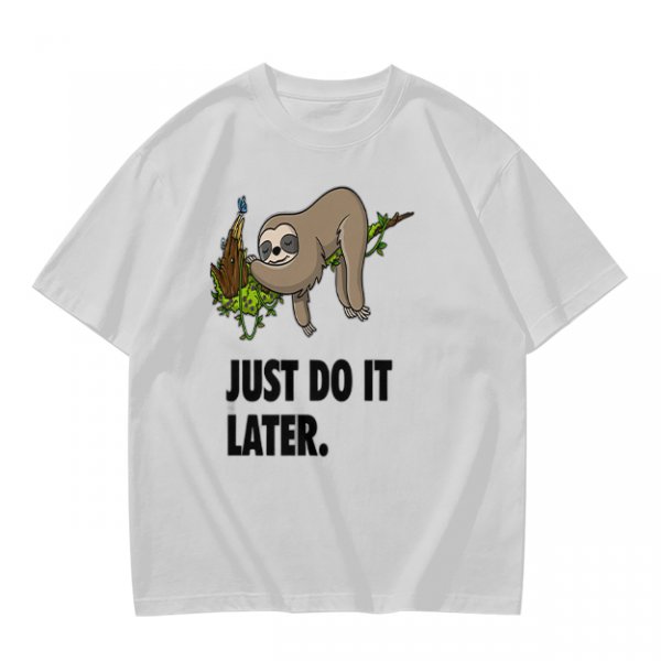 Olive Sloth 'Just Do It Later' Graphic T-Shirt