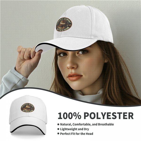 Black Baseball Cap With Emotional Support Beverage Coffee Print