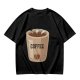 Olive Green T-Shirt With Coffee Cup Graphic Print