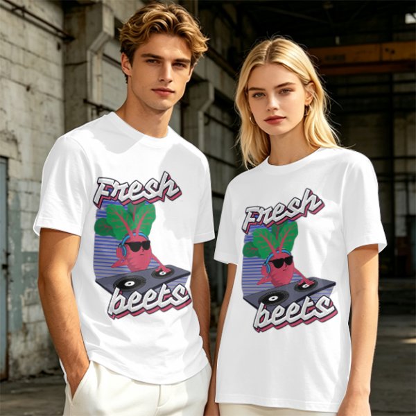 Olive T-Shirt with Fresh Beets DJ Graphic Print
