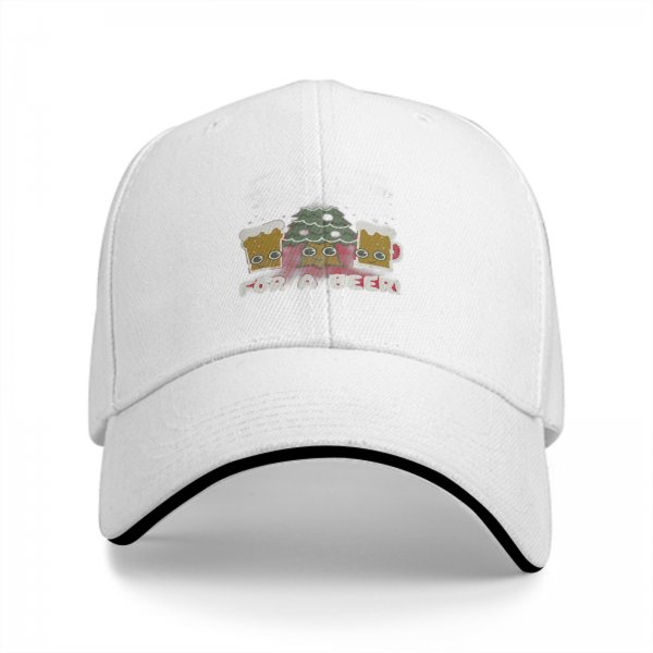 Black baseball cap with beer mugs and Christmas tree graphic FOR A BEER