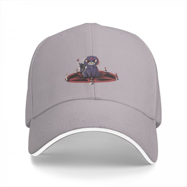 Black baseball cap with a demonic cat on a pentagram design