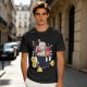 Olive T-shirt with Bomberman Character Eating Ramen Print
