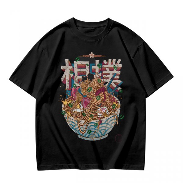 Olive T-shirt with Sumo Wrestler in Ramen Bowl Artwork
