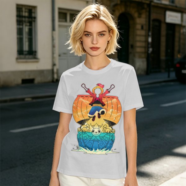 One Piece Thousand Sunny Ship Graphic Olive T-Shirt