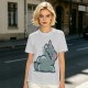 Olive T-Shirt With Embarrassed Gray Cat Graphic Print