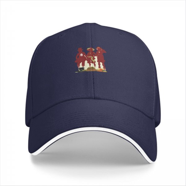 Black Baseball Cap With Anime Pirate Crew Silhouette Print