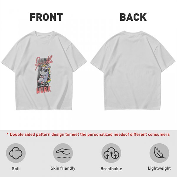 Olive t-shirt with cool unicorn graphic and 'Born to Sparkle not to Work' text