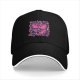 Black baseball cap with pink and purple bear graphic print