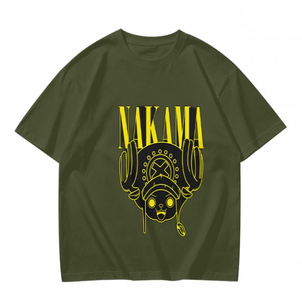 Olive Anime T-Shirt Featuring Chopper and Nakama Text