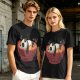 Olive green t-shirt with a panda relaxing in a steaming ramen bowl print