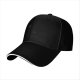 Black baseball cap with white trim on the brim