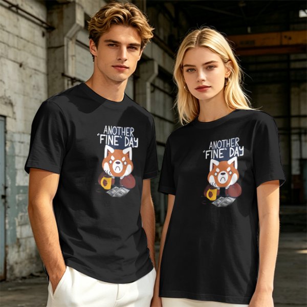 Olive T-Shirt With Another Fine Day Red Panda Coffee Print