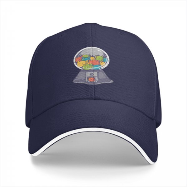 Black Baseball Cap With Cat Gumball Machine Graphic
