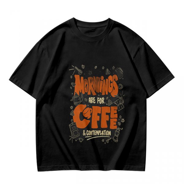 Olive t-shirt with 'Mornings are for coffee & contemplation' print