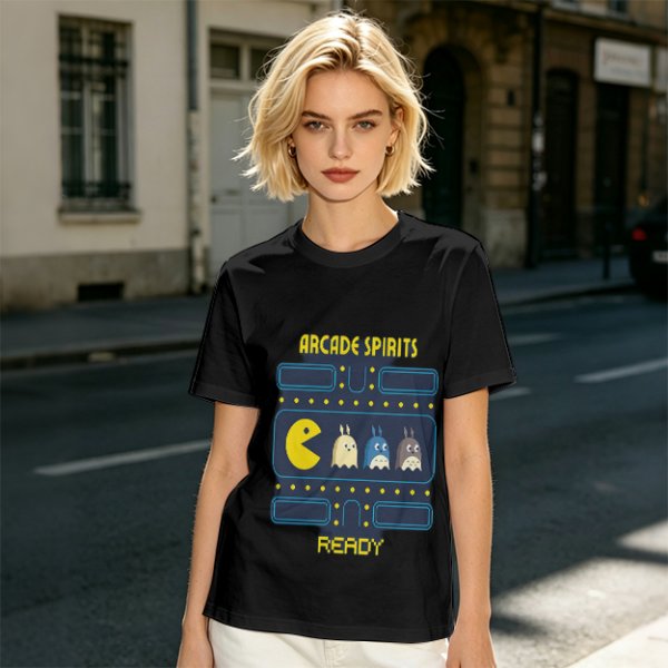 Arcade Spirits Ready Pac-Man Themed Graphic T-Shirt
