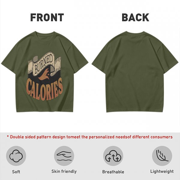Olive Green Graphic T-Shirt with Burned Calories Print