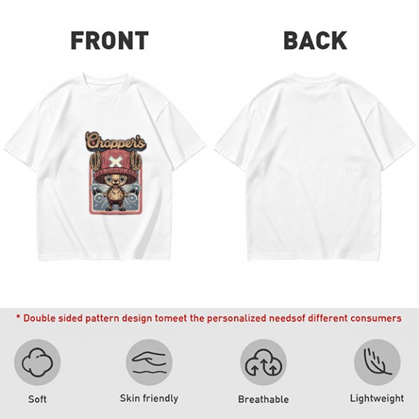 Olive T-Shirt with Tony Tony Chopper Lifting Weights Graphic
