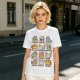 Olive green t-shirt with cute mythical monster cat graphic prints