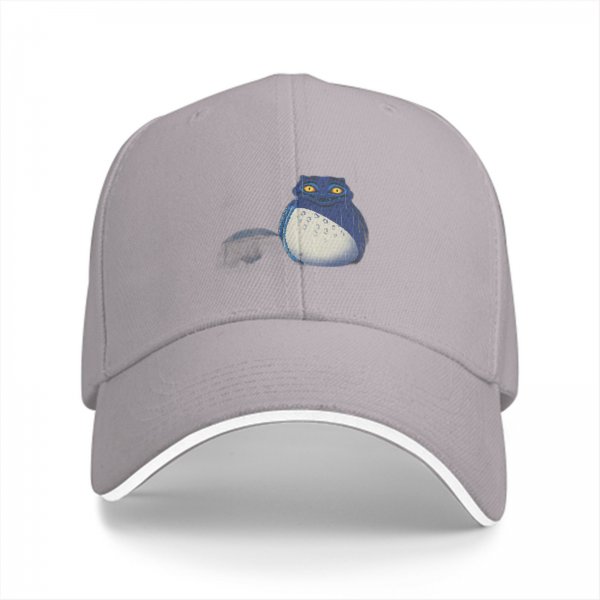 Black Baseball Cap With Blue Totoro Inspired Graphic Print