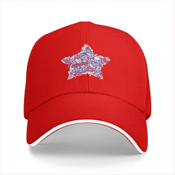 Black Baseball Cap With Patriotic Star Freedom Bravery Print