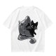 Olive Green T-Shirt With Black Cat Peeking From Knight Helmet Art