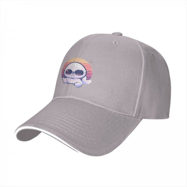 Black Baseball Cap With Cool Sunglasses Seal Sunset Graphic