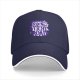 Black baseball cap with 'Down the Witches Road' Halloween themed print