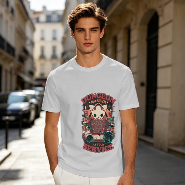 Dungeon Master At Your Service Cat Graphic T-Shirt