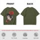 Olive cat graphic t-shirt with 'I don't wanna adult' print