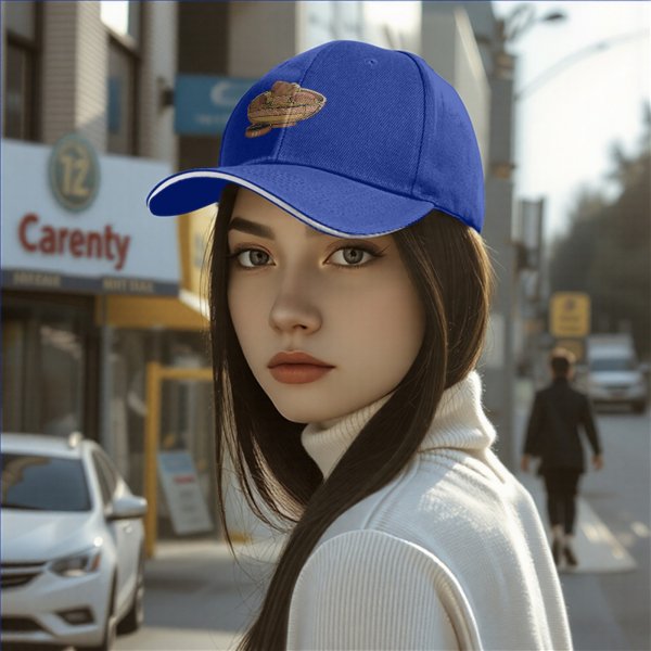 Black Baseball Cap with Ramen Bowl Graphic Print