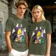 Olive T-Shirt With Halloween Themed Cute Cat Characters Print