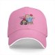 Black baseball cap with Forrest Gump ping pong cartoon graphic