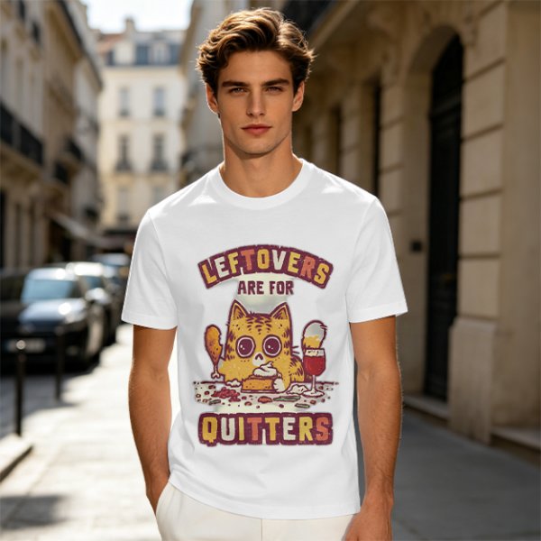 Leftovers Are For Quitters Cat Graphic T-Shirt