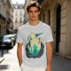 Anime Silhouette Graphic Olive Green Short Sleeve T-Shirt