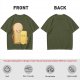 Olive T-Shirt With Cute Cartoon Bread And Butter Graphic