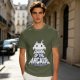 Olive T-Shirt with Retro Arcade Space Invader Graphic and Dawn of the Arcade Text