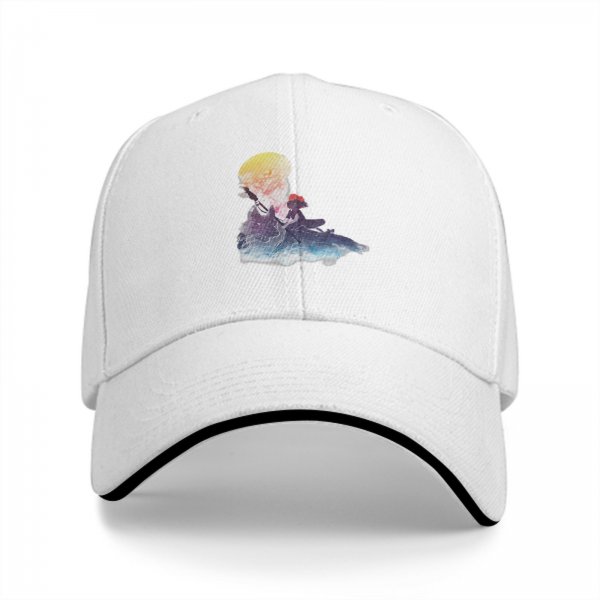 Black Baseball Cap With Watercolor Moon And Silhouette Art Print