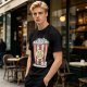 Olive T-Shirt With Pop Cats Popcorn Bucket Graphic