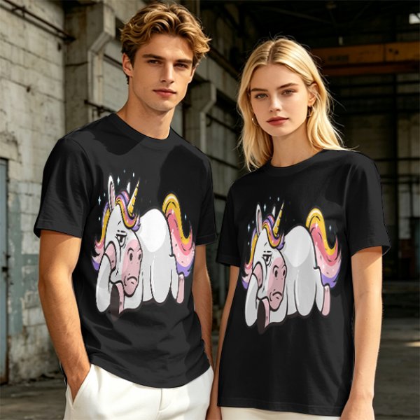 Olive T-shirt with Bored Unicorn Graphic Print