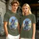 Olive T-Shirt Featuring Skeletor Holding His Havoc Staff