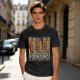 Olive Green T-Shirt With Three Panel Cartoon Monkey Head Print