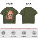 Olive T-Shirt with Cute Red Panda Reading Book Graphic