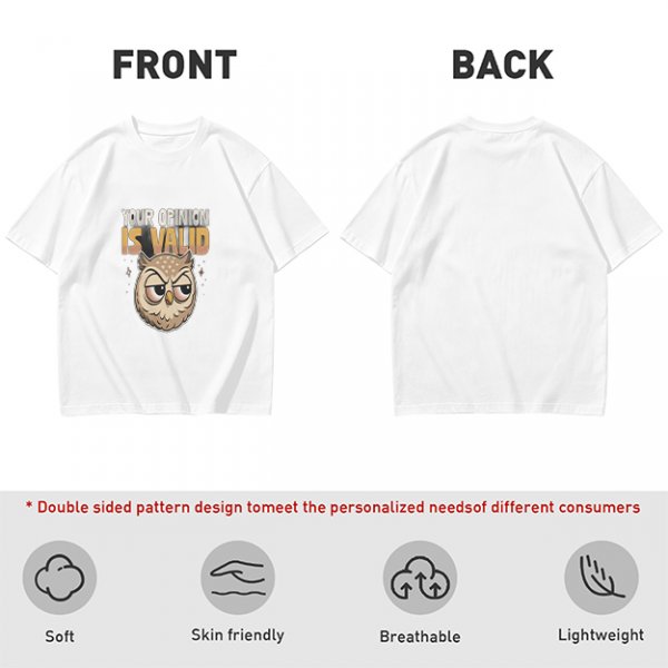 Owl Graphic T-Shirt With 'Your Opinion Is Valid' Text