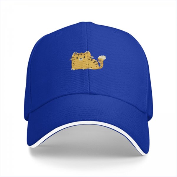 Black Baseball Cap With Cute Tabby Cat Graphic Print