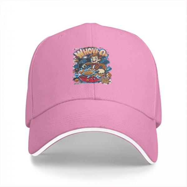 Black Baseball Cap With Whovio Cereal Themed Graphic Print