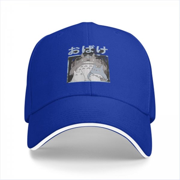 Black baseball cap with Totoro forest spirit graphic and Japanese text